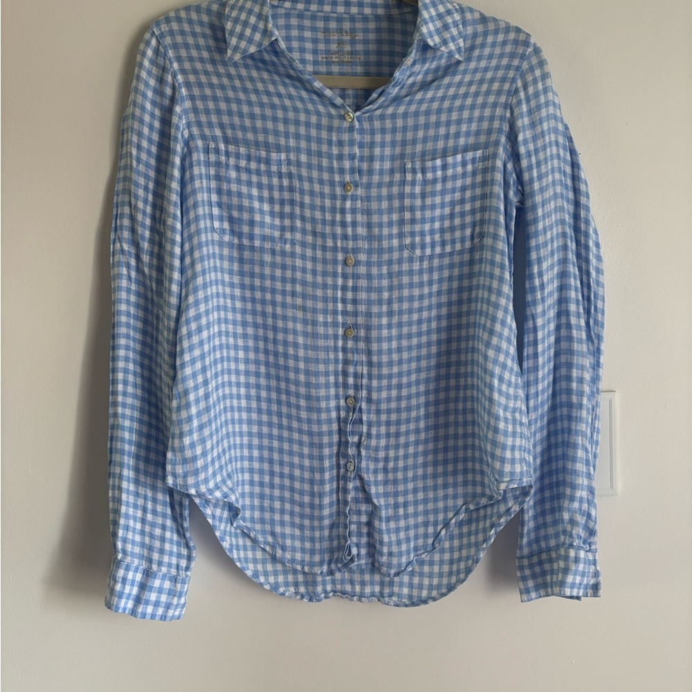 Lilly Pulitzer Blue Gingham Button-Up Shirt